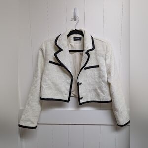 Cider Women's White and Black Cropped Jacket